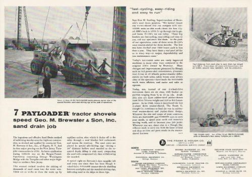 1962 Hough Loaders ad, Geo M Brewster &amp; Son, Bergen-Passaic Expressway, dbl-pg