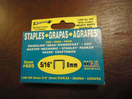 1 Pack of ARROW 600 Series 5/16&#034; 8mm Staples #605 Heavy Duty 1000 PCS USA Made