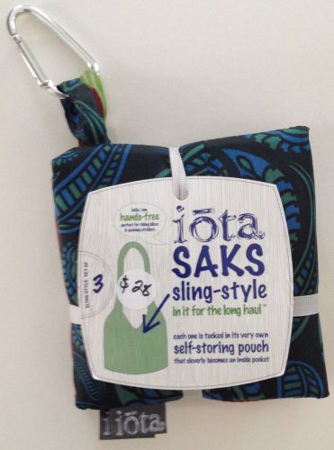New set of 3 iota saks paisley print sling style self storing bags for sale