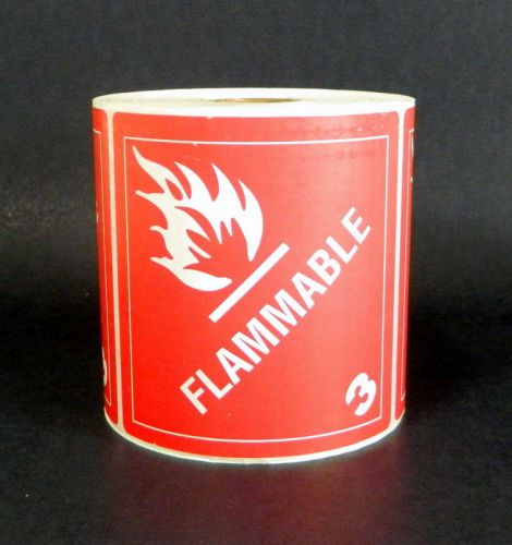 1 ROLL, 500 LABELS, FLAMMABLE 3, SIZE 4X4 Inches L012A