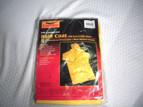 Condor 6AT78B Raincoat w/ Detachable Hood, PVC, Yellow, 2XL (XXL), NEW IN PKG