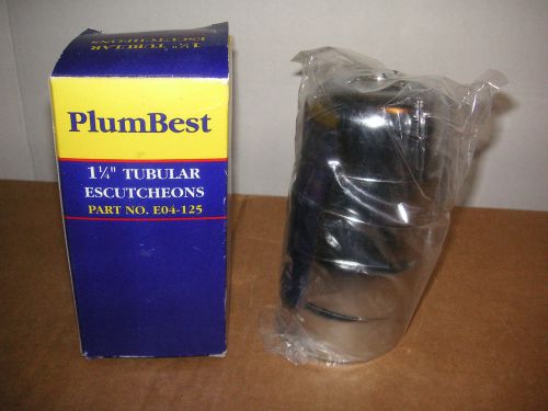 Box of 5 Plumbest 1 1/4&#034; Tubular Escutcheons E04-125. 3&#034; OD Flange,Chrome Plated