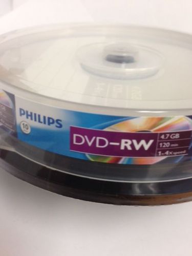 10-pk Philips 4x DVD-RW Rewritable 4.7GB Blank Recordable DVD-R DVD Media Disk