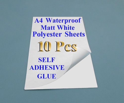 10 x A4 White Polyester Self Adhesive Sheets for Laser printers ACQUAINTED PRICE