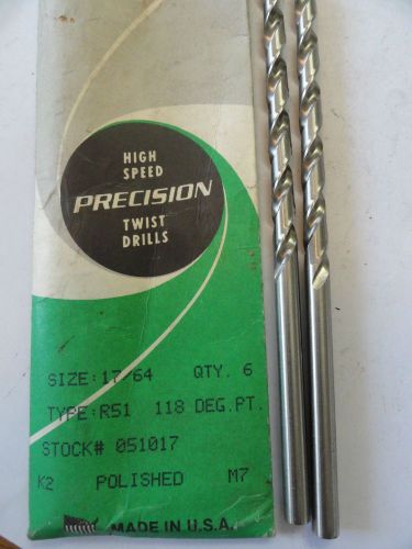 17/64&#034; Precision Twist Taper Length Drill Bits, PN 051017