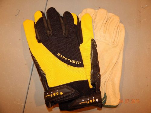 2pr.Quality Leather Palm Suede Leather Back Work Gloves Men&#039;s M (CLEARANCE)