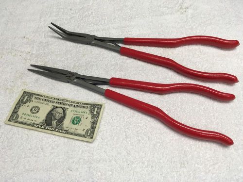 Set of 2 SNAP ON TOOLS Long Reach Needle Nose Pliers 915CP + 415CP  NEW  RED!