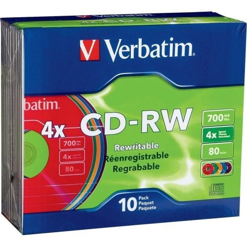 Verbatim CD-RW 700MB 2X-4X DataLifePlus with Color Branded Surface and Ma 94325