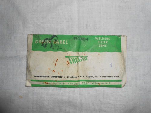 NOS VINTAGE &#034;THERMO GREEN LABEL 50MM WELDERS FILTER LENS&#034; ~ THERMACOTE SHADE 4