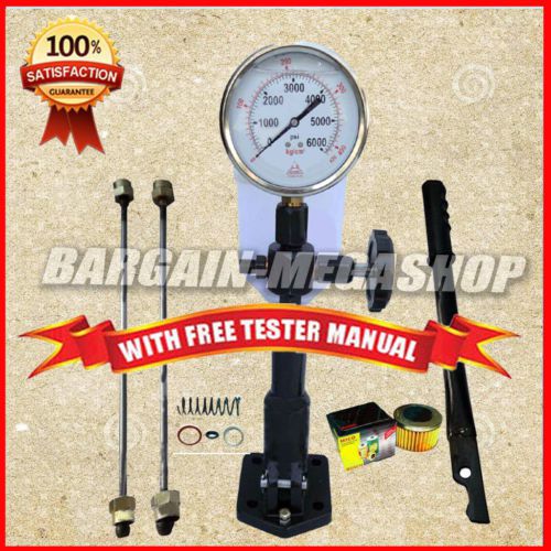 Diesel injector nozzle tester (iron) w/ glycerin filled dual bar / psi gauge d06 for sale