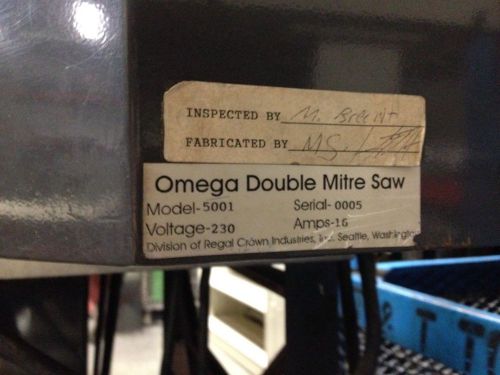 Omega Model 5001 Double Mitre Saw (12 inch blades)