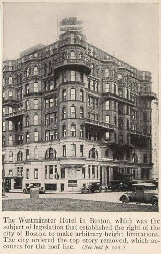 1928 halftone print westminster hotel building boston original historic sky for sale
