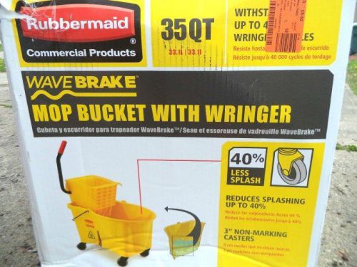New Rubbermaid Wave Brake Mop Bucket With Ringer 35 Qt Commercial NIB #2