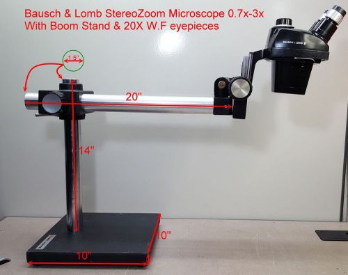 Bausch &amp; lomb stereozoom microscope 0.7x-3x with b&amp;l stand &amp; 20x w.f eyepieces for sale