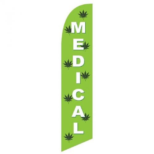 MEDICAL MARIJUANA GREEN SWOOPER FEATHER BOW BANNER 15&#039; TALL FLAG FREE SHIPPING