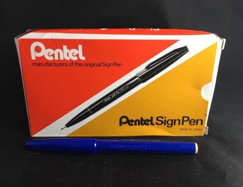 Pentel® Sign Pen Porous Point Capped Water-Based Pen, Blue Ink, Fine, Dozen