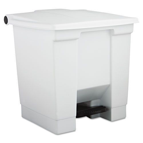 Indoor utility step-on waste container, plastic, 8gal, white for sale