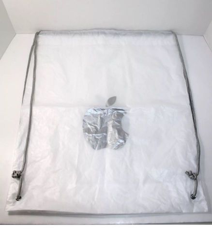 Apple Store Plastic Drawstring Merchandise Shopping Bag Apple Logo Backpack USED
