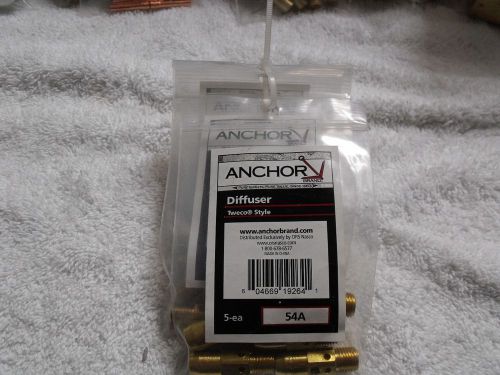 Anchor 5Pc  Gas Diffuser 54A for Tweco #3-#4 &amp; Linc, Mag,300-400A MIG  Guns