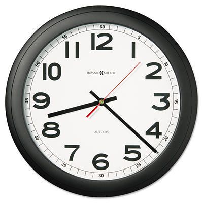 Norcross Auto Daylight-Savings Wall Clock, 15-3/4&#034;, Black, 1 AA, Sold as 1 Each