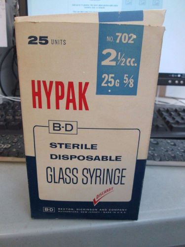 24 B-D Hypak Glass Syringes- 2 1/2 cc. 25 G