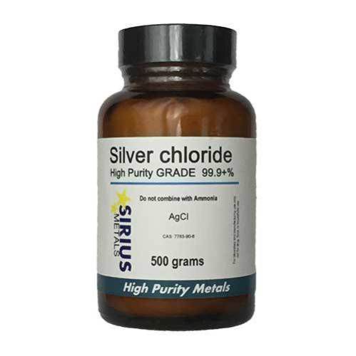 Silver Chloride-Reagent Grade-99.9+% Purity-500g in amber glass