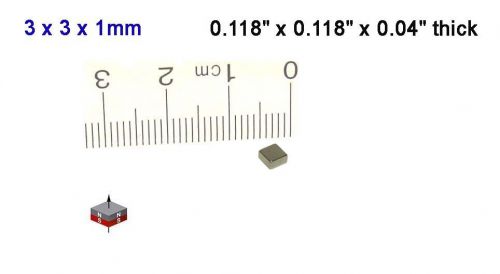Set of 50 pcs of 3x3x1mm thick Rare earth Neodymium Block Magnets