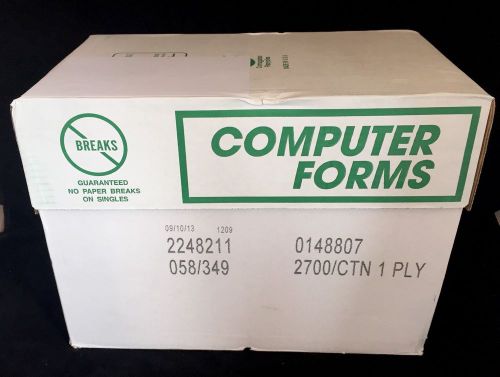 2700 Sheets 1 Ply 20# Green Bar 1/8&#034; SFI Computer Forms Paper 14-7/8&#034; x 8-1/2&#034;