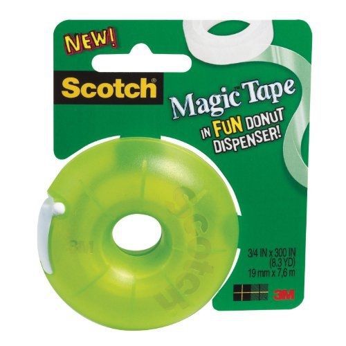 Scotch Magic Tape with Donut Dispenser, 300&#034; Length x 3/4&#034; Width (Pack of 2)
