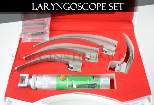 Macintosh Laryngoscope Set EMT Anesthesia - Green - Batteries Included