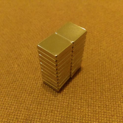 20 N45 Neodymium 1/2 x 1/2 x 1/8 inches Block/Bar Magnet.