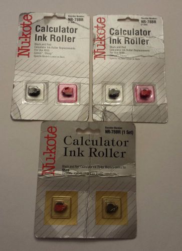 3 Packs of NUKOTE Calculator Ink Roller Black &amp; Red NR78BR New &amp; Sealed