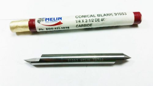 MELIN 1/4&#034; Solid Carbide 60 Degree Double End Conical Blank Engraver (Q 728)