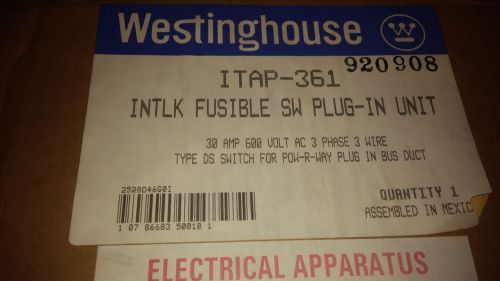 WESTINGHOUSE ITAP-361 NEW IN BOX SEE PICS 30A 600V FUSIBLE 3P BUS DUCT PLUG #A81