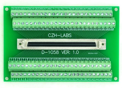 100-pin Half-Pitch/0.05&#034; D-SUB Female Breakout Board, DSUB,SCSI,Terminal Module