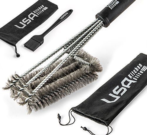 BBQ Grill Brush By USA Kitchen Elite - Best Barbecue Grill Cleaner - 18- 3 Stain