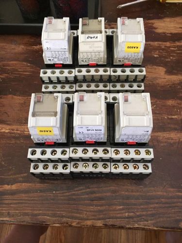 Lot Of 6 Telemecanique Relays &amp; Bases RHN412B Free Shipping