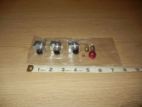 Lot of 3 DIALCO Panel Mount with bracket Indicator Lights Red Green Blue glass