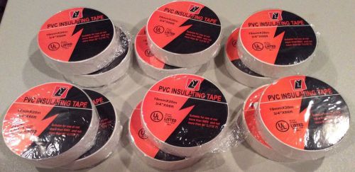 *12 NEW Rolls!* LY Home Electrical PVC insulation Insulating Tape 3/4&#034;x66&#039; WHITE