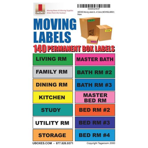 Uboxes moving labels identify moving box contents with 140 labels 4.5 x 1&#034; ea... for sale