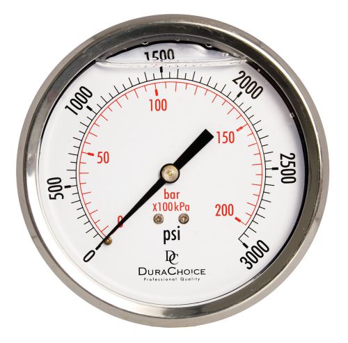 4&#034; oil filled pressure gauge - ss/br 1/4&#034; npt center back 3000psi for sale