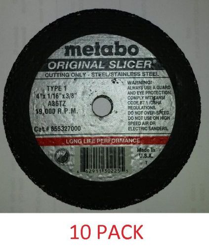 10 Pack Lot Metabo Slicer Cut Off Whl 4&#034; X 1/16&#034; X 3/8&#034; A60TZ 55327 655327000