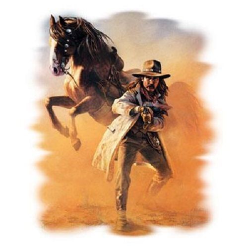 Gunslinger Cowboy HEAT PRESS TRANSFER PRINT for Shirt Sweatshirt Bag Fabric 732b