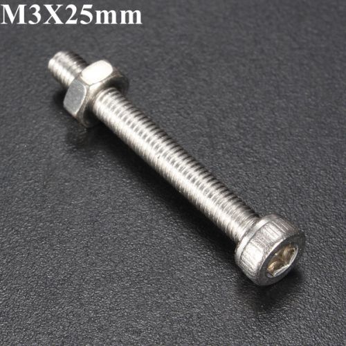 New 10pcs M3X25mm Stainless Steel Hex Socket Head Screw Bolt And Nut Set