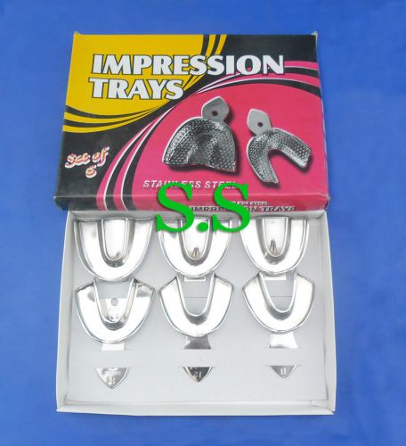 8 Dental Impression Trays set Solid Denture Instruments