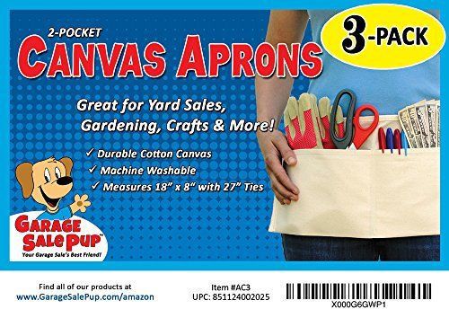 NEW 2 Pocket Canvas Waist Apron 3 Pack FREE SHIPPING