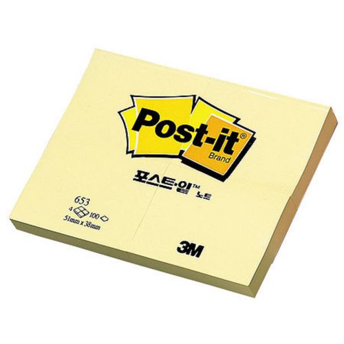 3M Post-it 653 Yellow 2pack/51mm X38mm/800Sheet/100sheet X 8PCS/sticky notes