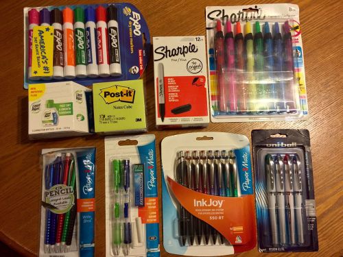 Office Supplies Mixed Lot of 9, Paper Mate, Expo, Ink joy, Post It, Sharpie