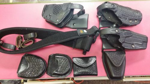 Police law enforcement bundle, med.belt, 3 holsters, 3 cuff cases 1 glove case for sale