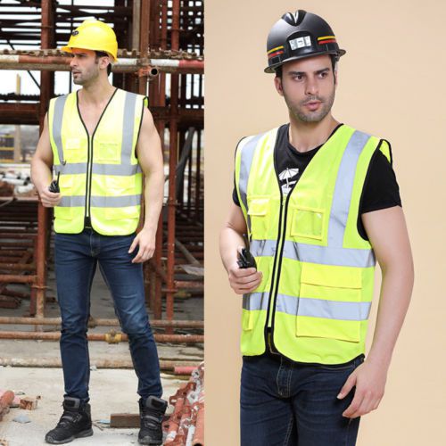 Construction Safety Vest Reflective Work Jacket Coat Security High Visibility